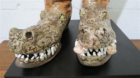 fake alligator shoes|realistic alligator statue.